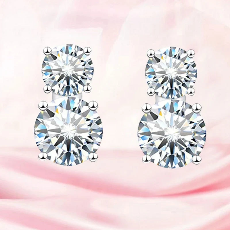 Sterling Silver 3ct Moissanite Gourd Stud Earrings 925 Classic Gift For Her