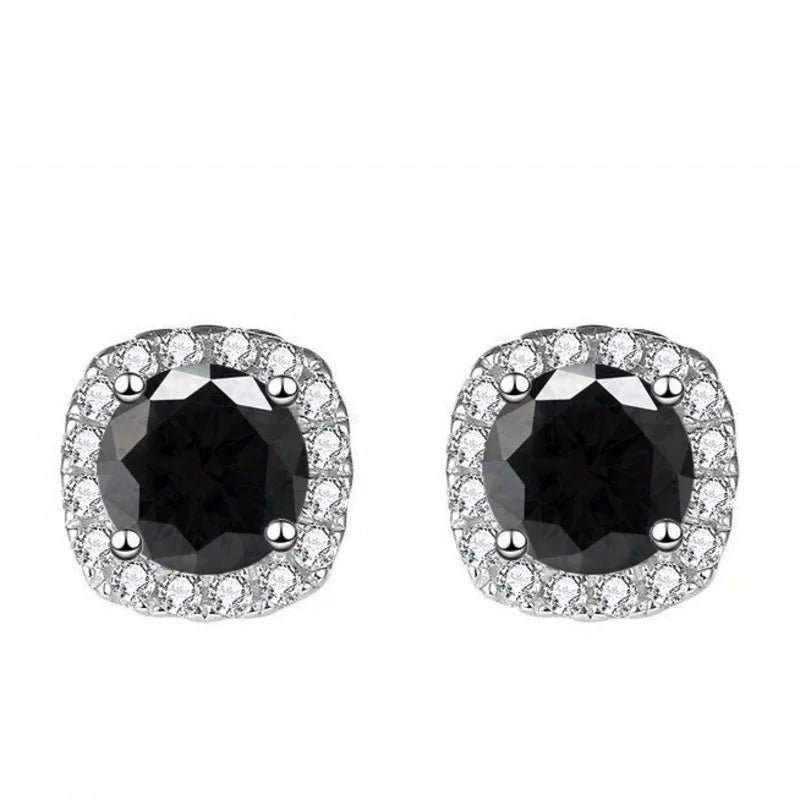 Sterling Silver 925 Moissanite Square Stud Earrings For Women Sparkling Gift