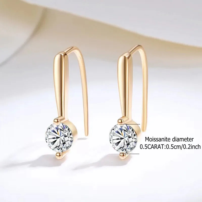 Sterling Silver 925 Moissanite Drop Earrings 1.0cttw (0.5ctx2) Bridal Luxury Fashion Gift