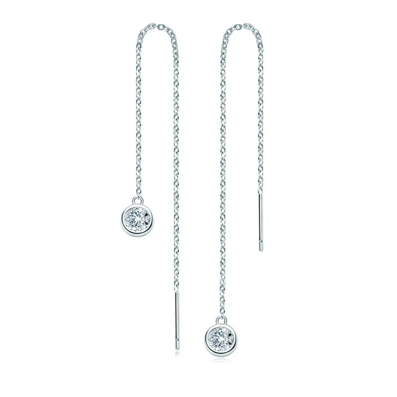 Sterling Silver 925 Moissanite Drop Earrings 1ct Bubble Ear Wire