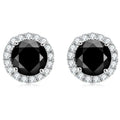 Sterling Silver 925 Moissanite Stud Earrings 0.5-1ct Black Round