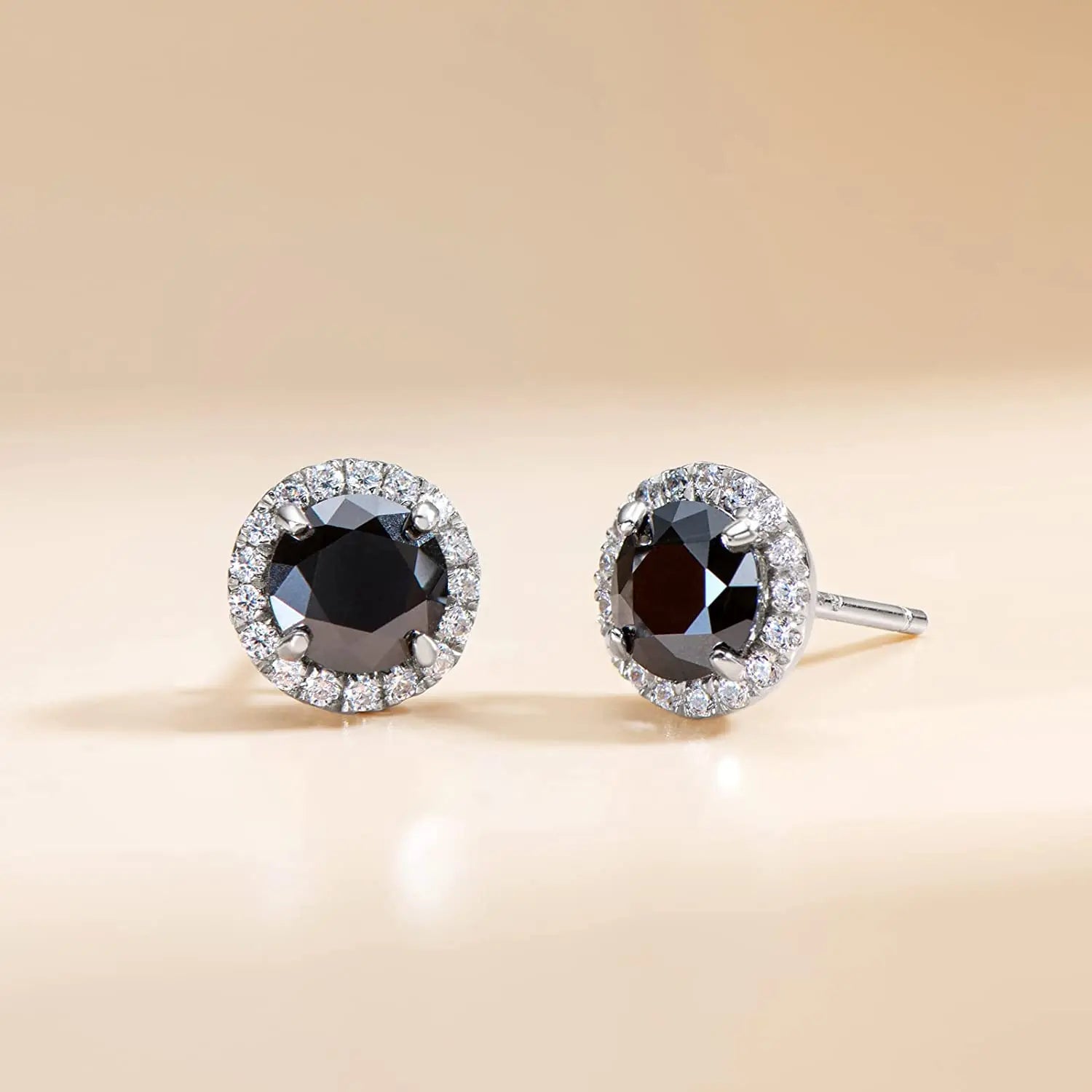 Sterling Silver 925 Moissanite Stud Earrings 0.5-1ct Black Round