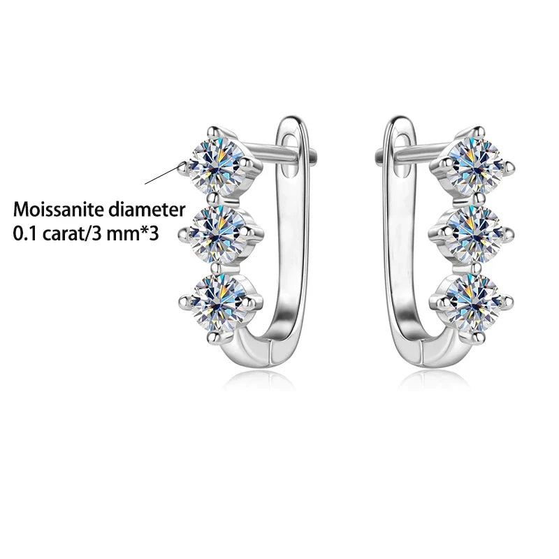 Sterling Silver 925 0.6ct Moissanite Stud Earrings Unisex Classic Retro