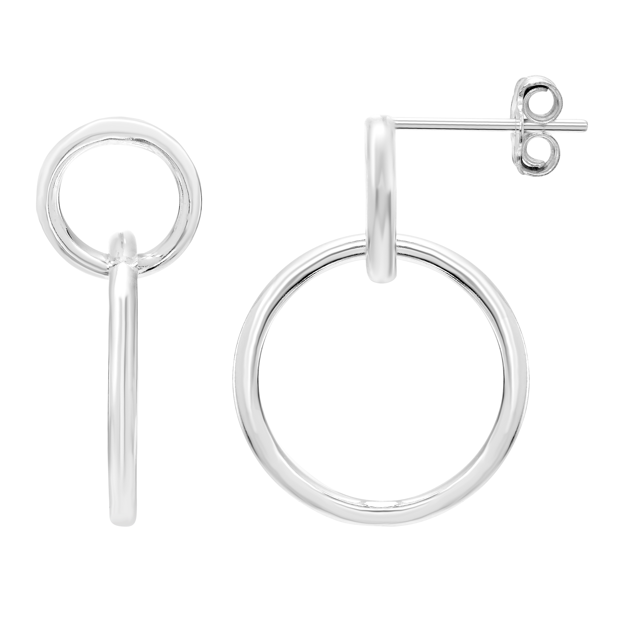 Sterling Silver Double Circle Hoop Earrings Minimal
