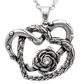 Sterling Silver Heart Pendant Necklace With Rose Charm