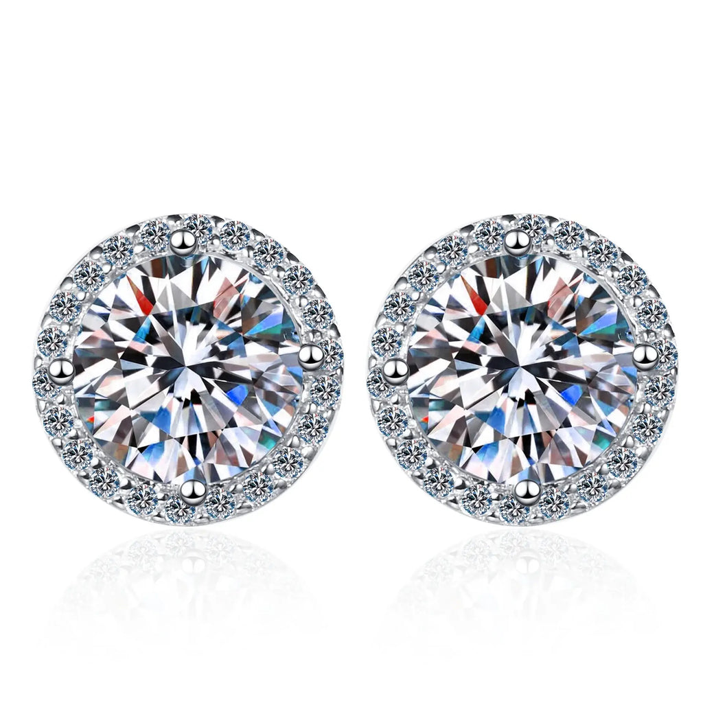 Sterling Silver 0.5 1 2Ct Round Moissanite Stud Earrings For Women