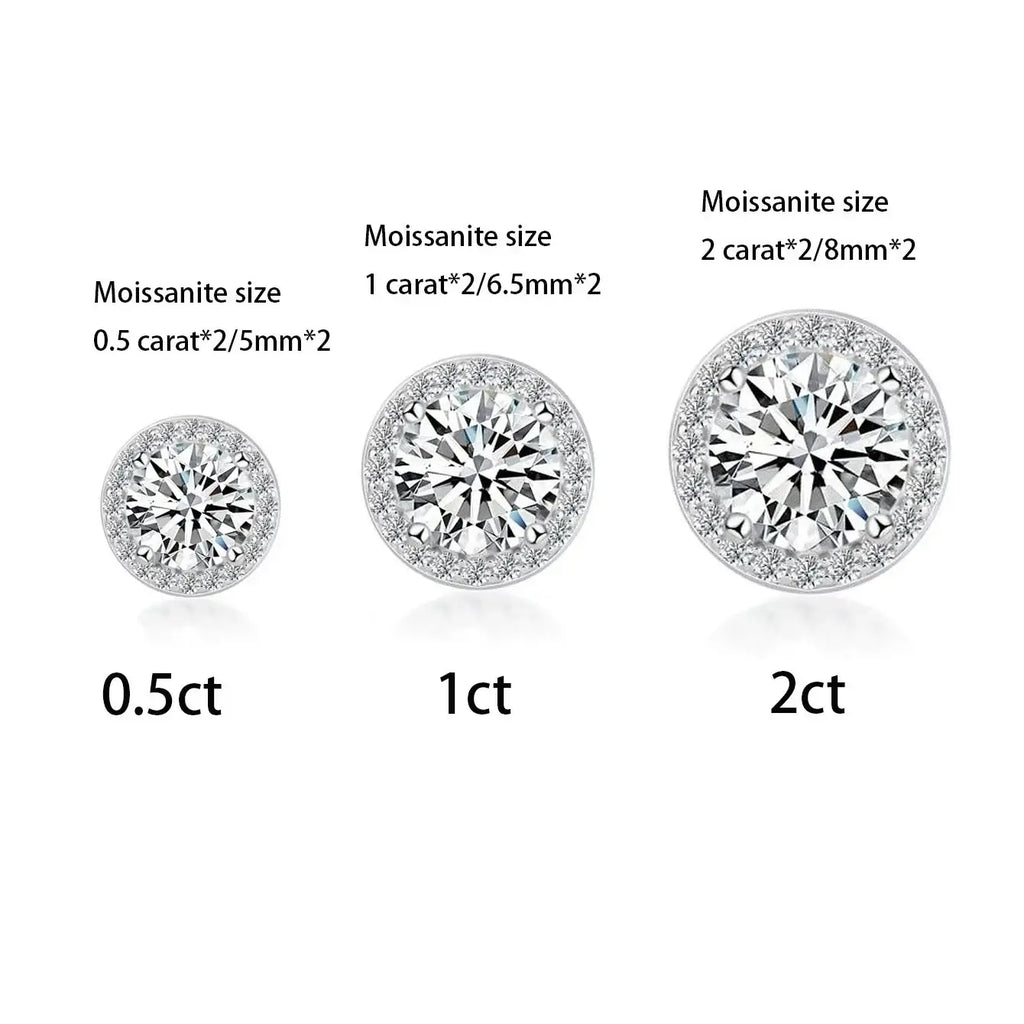 Sterling Silver 0.5 1 2Ct Round Moissanite Stud Earrings For Women