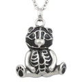Sterling Silver Teddy Bear Skeleton Pendant Necklace