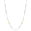 Sterling Silver Tri Color Box Chain Adjustable 16-24 Inch