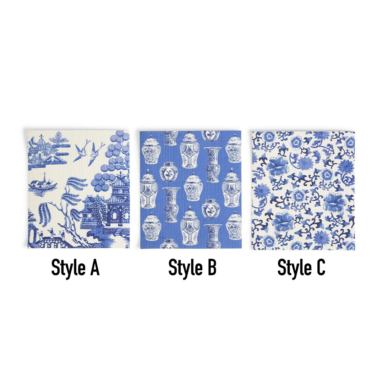 Chinoiserie Eco Kitchen Cloths - Biodegradable Cellulose Cotton, 3 Designs