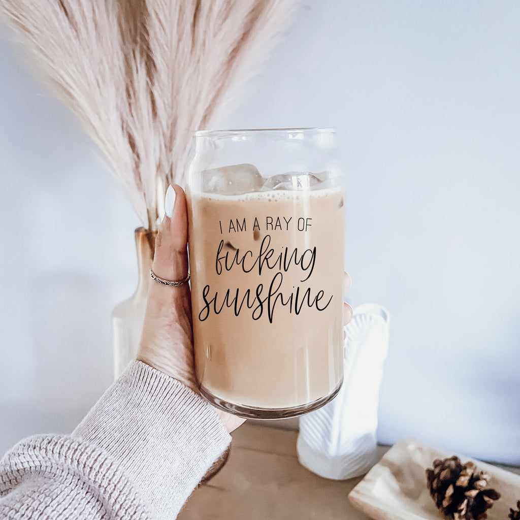 17oz Glass Tumbler With Bamboo Lid, 2 Stainless Straws and Cleaner, Sassy