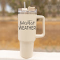 Insulated 40oz Travel Mug With Handle, Lid & Straw - Sweater Weather Fall Mug