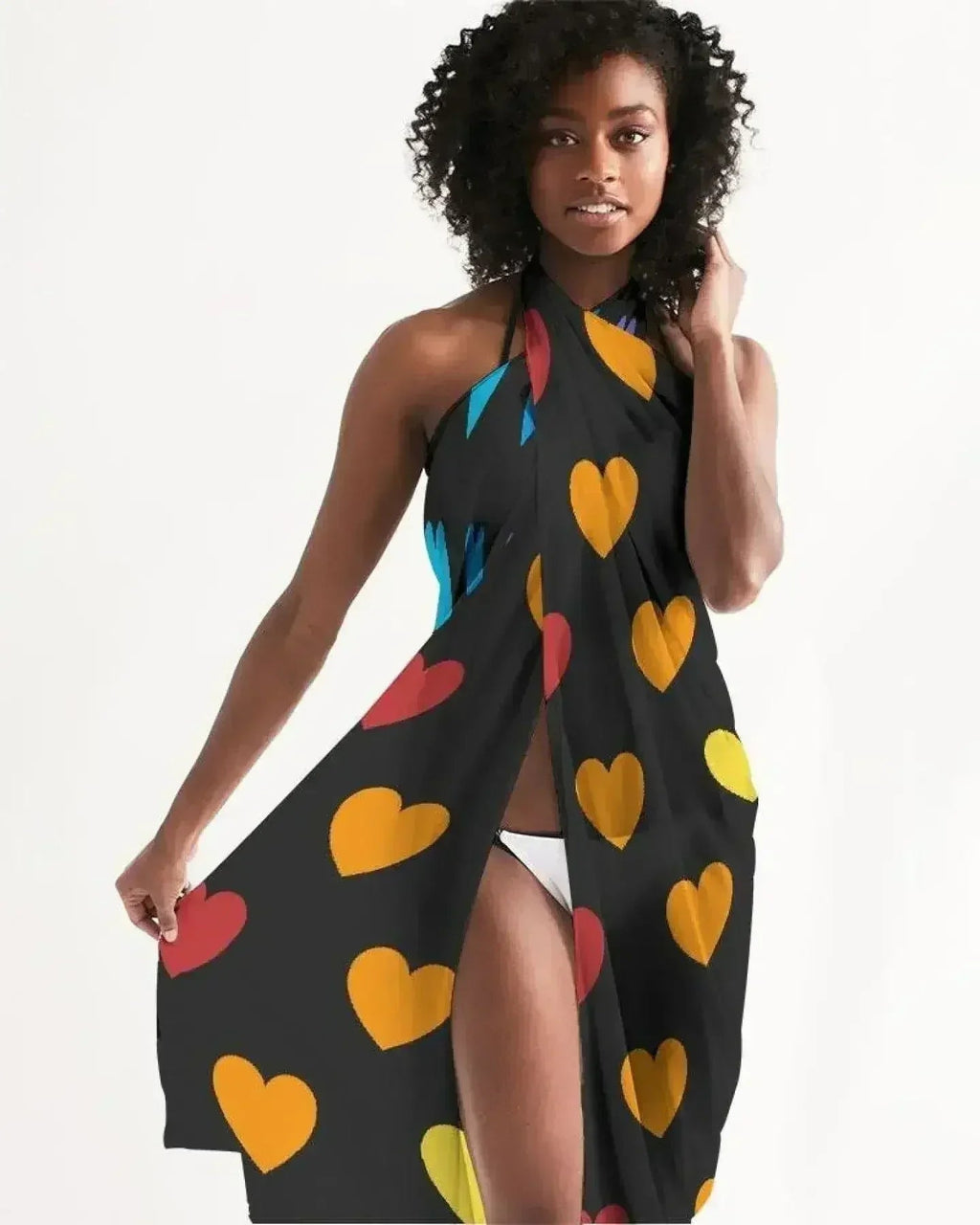 Sheer Rainbow Heart Swimsuit Cover Up