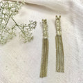 Temple Tassel Earrings Boho Indian Statement Cotton Thread Zinc Alloy 4.5in