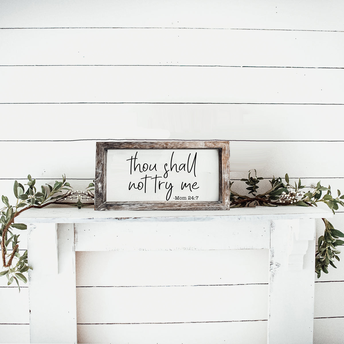 Wooden Mom 24-7 Sign Funny Thou Shall Not Try Me Door Plaque
