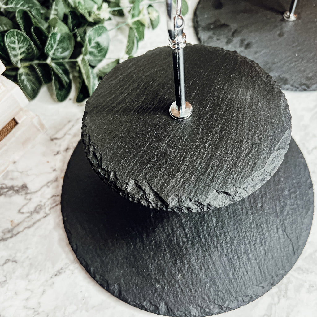 Tiered Slate Serving Stand - 3-Tier Dessert & Appetizer Display for Parties