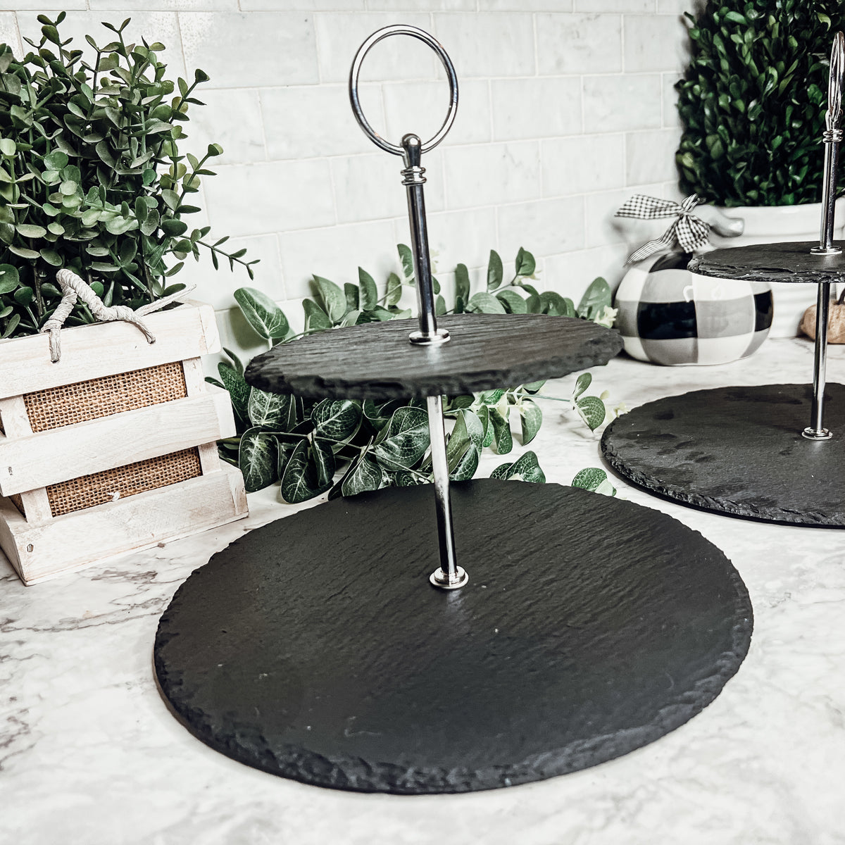 Tiered Slate Serving Stand - 3-Tier Dessert & Appetizer Display for Parties