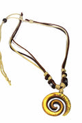 Tribal Spiral Boho Necklace Adjustable Leather Cord