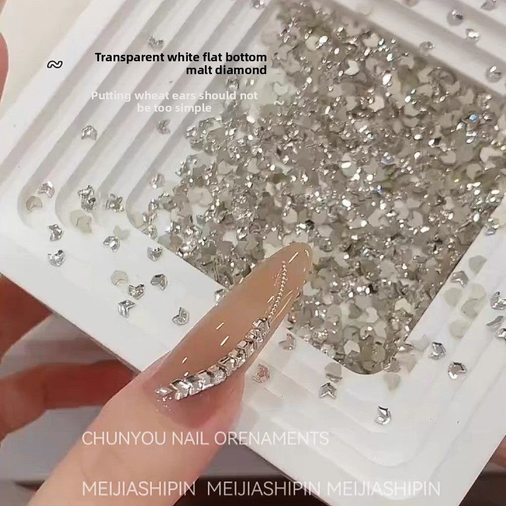 1061 Mini 1.5 * 3 rhombus zircon nail diamond, small flat bottom micro zirconium horse eye nail jewelry for press on nails