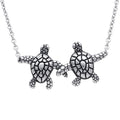 Turtle Friendship Necklace Two Turtles Silver Pendant