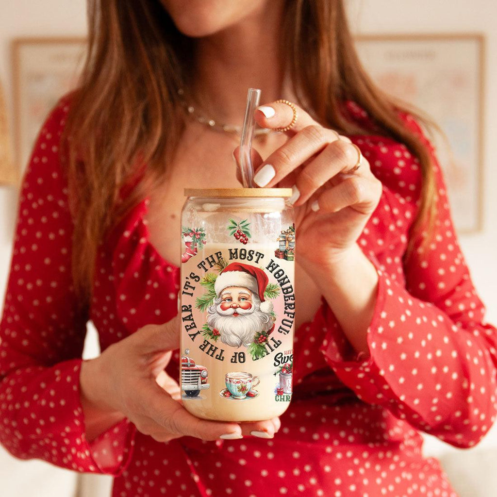 Vintage Christmas 17oz Can Cup - Retro Holiday Tumbler With Nostalgic Graphics
