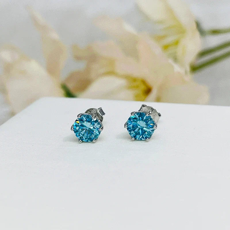 VVS D Color Russian Cut Moissanite Stud Earrings 1/2/4 CT S925 Sterling Silver