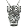 White Fire Skull Pendant Necklace Crown Crystal Gothic
