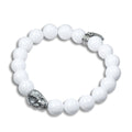 White Howlite Skull Bead Stretch Bracelet Men Women