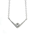 White Topaz Sterling Silver V Pendant Necklace 16 Inch