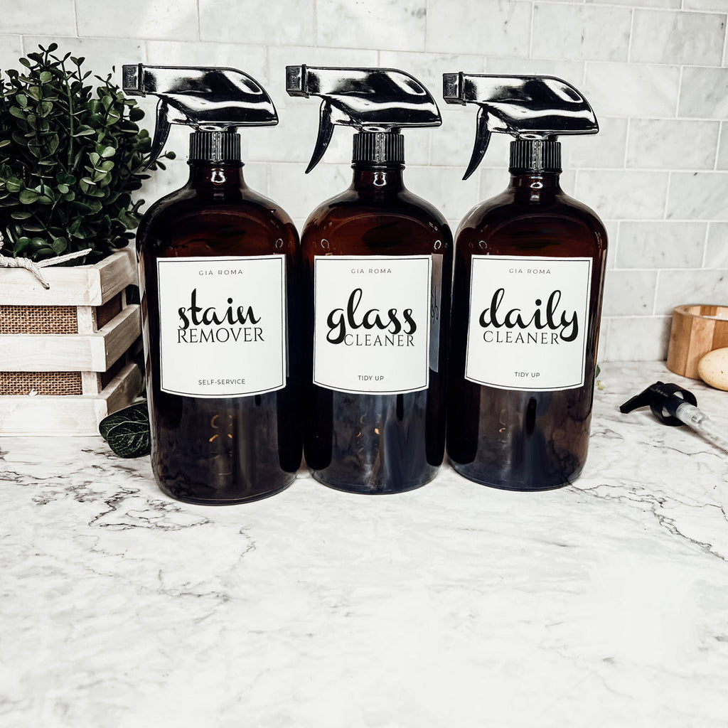 32 Oz Amber Glass Reusable Dispenser Bottle For Soap Laundry Mouthwash Refillable Pump Included