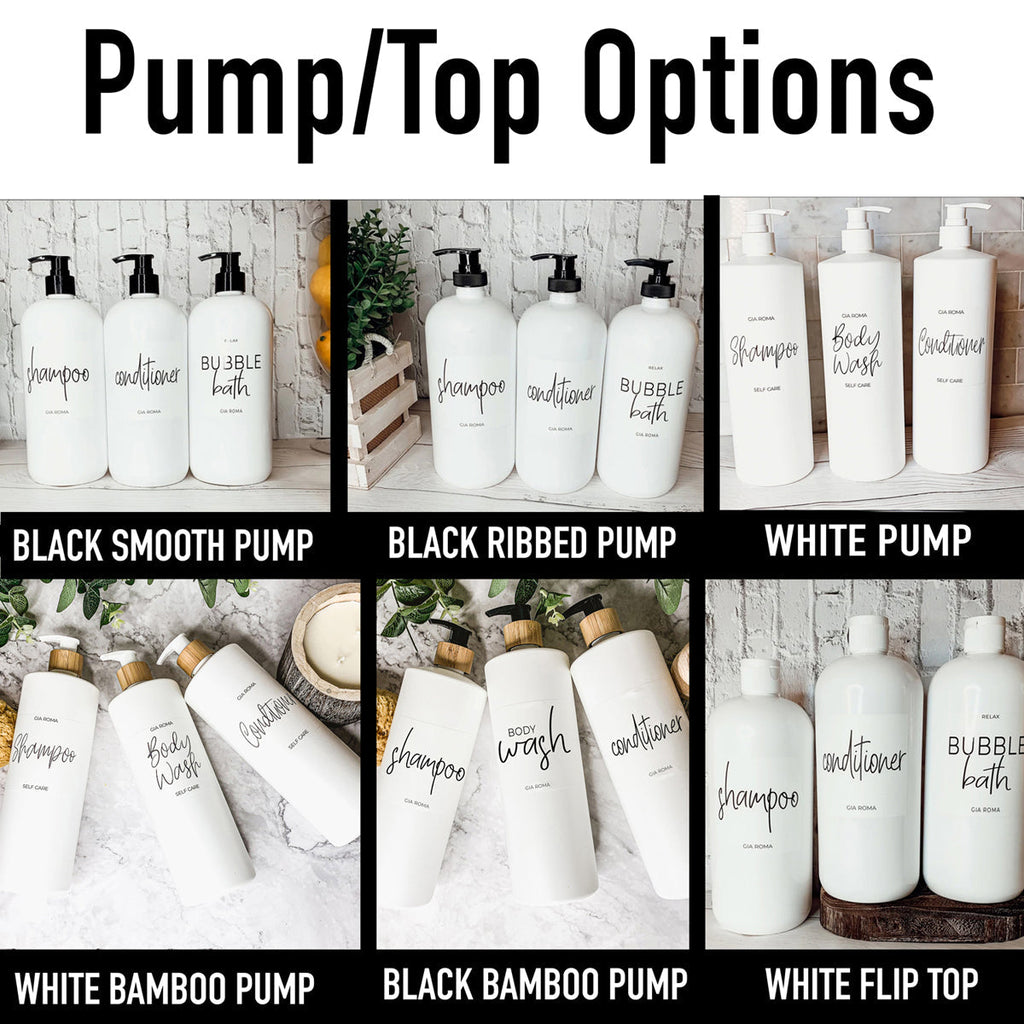 32oz White Plastic Refillable Dispenser Bottles - Reusable Soap Lotion Pump