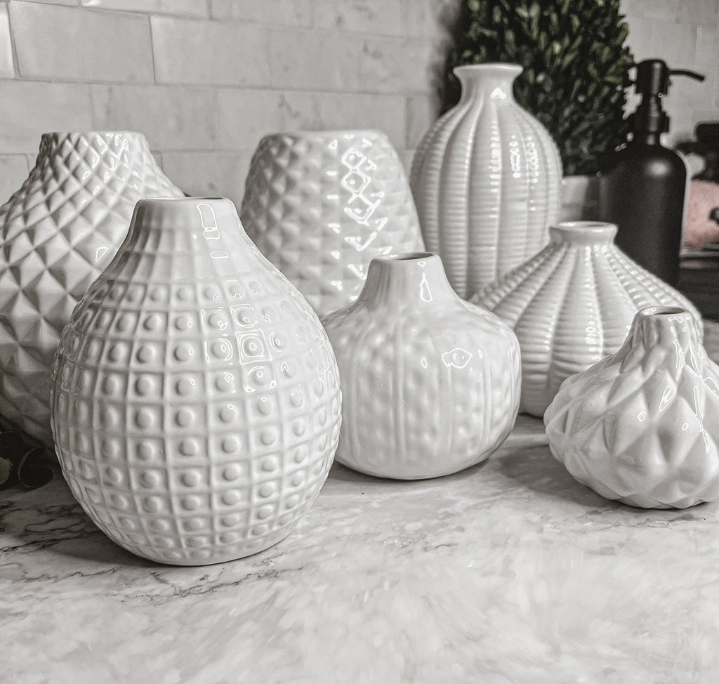 Whitney Ceramic Vases White Artisan Decorative Vase Set Or Single For Mantel