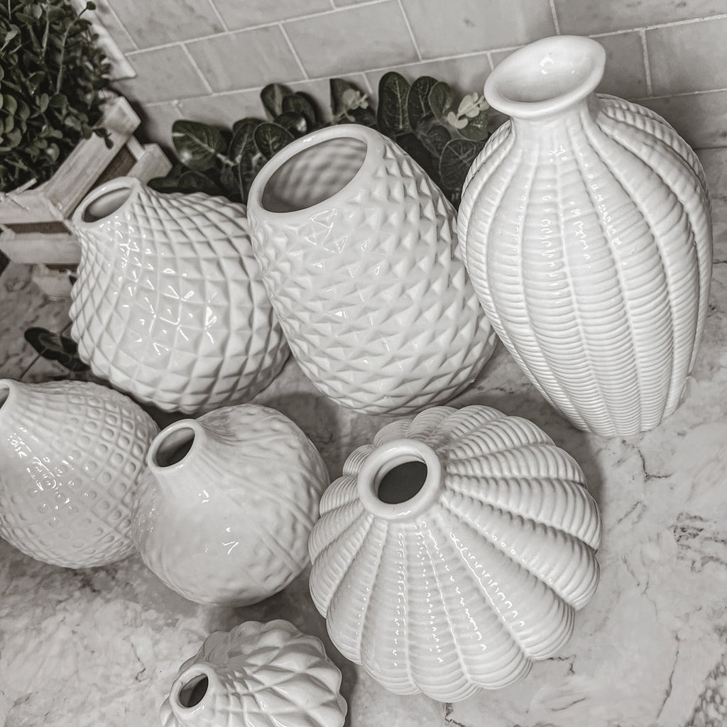 Whitney Ceramic Vases White Artisan Decorative Vase Set Or Single For Mantel