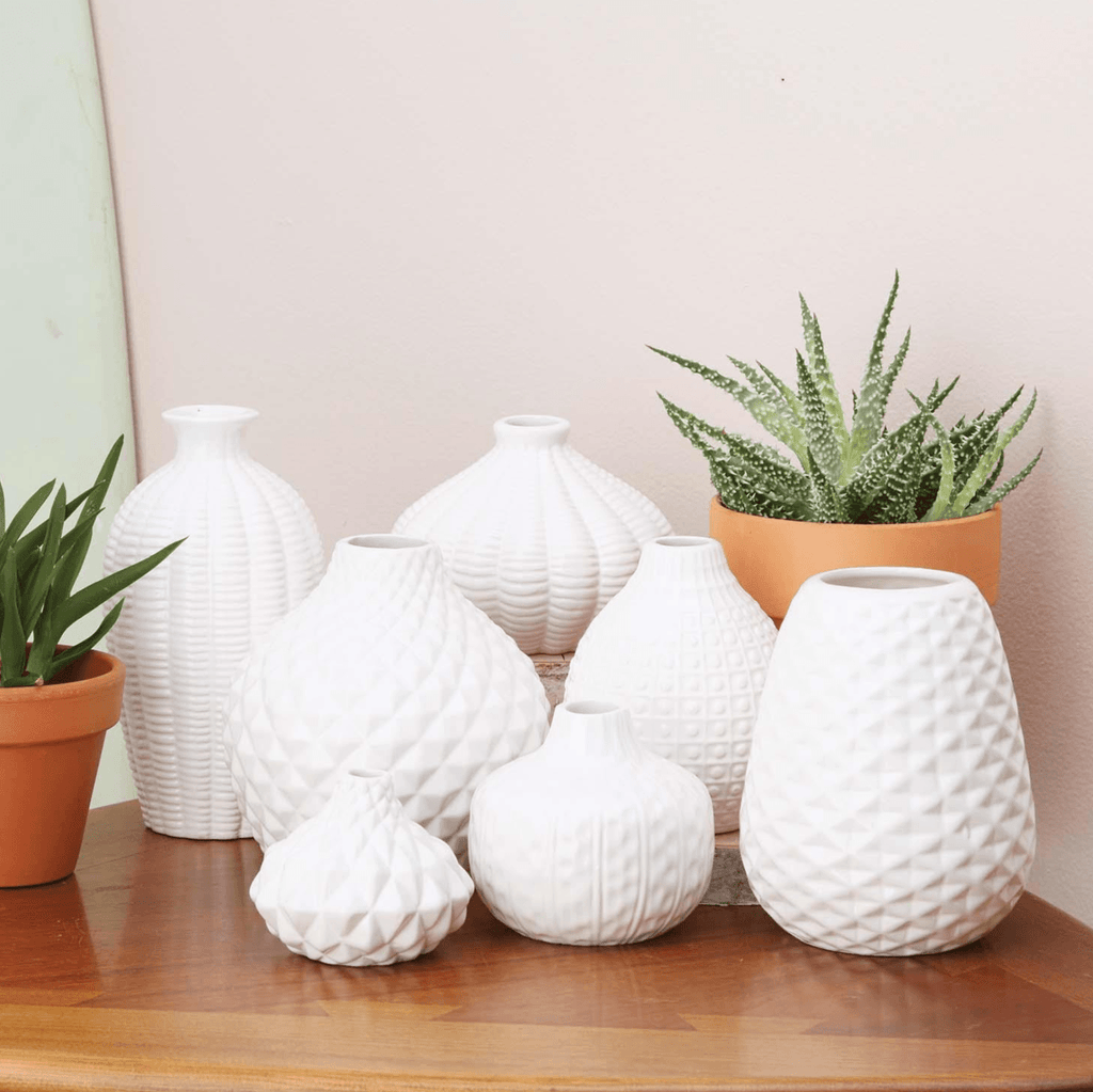Whitney Ceramic Vases White Artisan Decorative Vase Set Or Single For Mantel