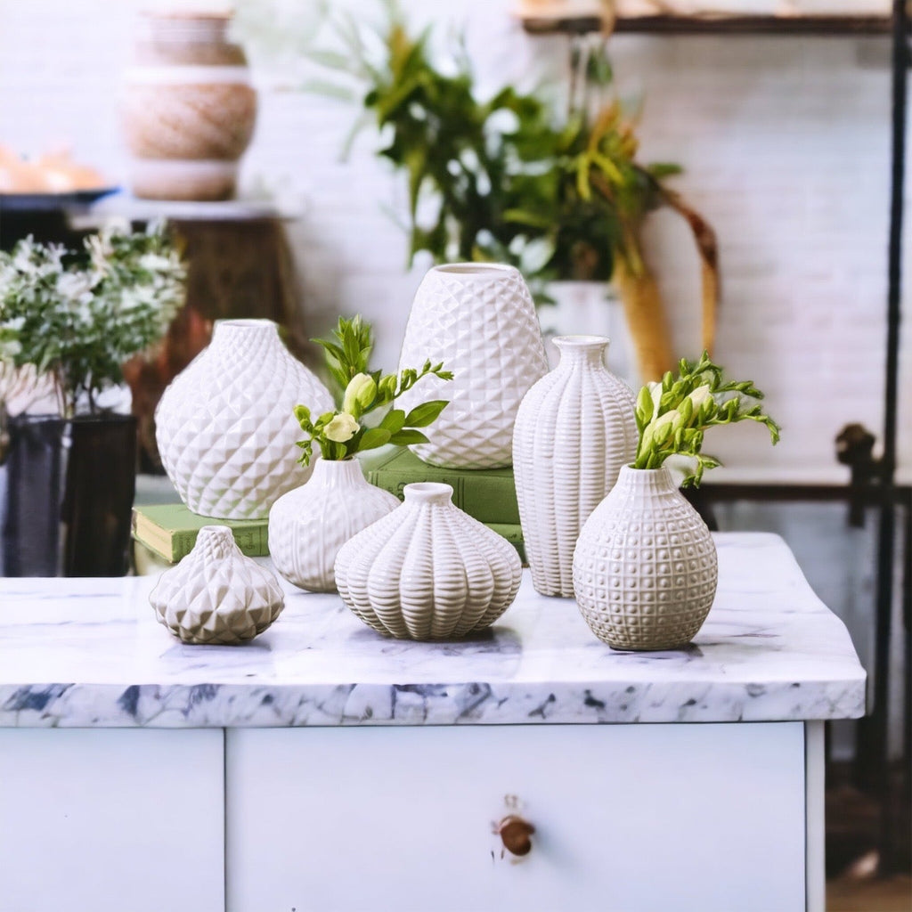 Whitney Ceramic Vases White Artisan Decorative Vase Set Or Single For Mantel
