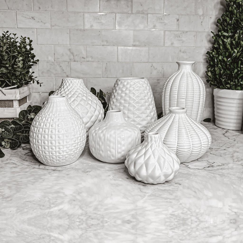 Whitney Ceramic Vases White Artisan Decorative Vase Set Or Single For Mantel