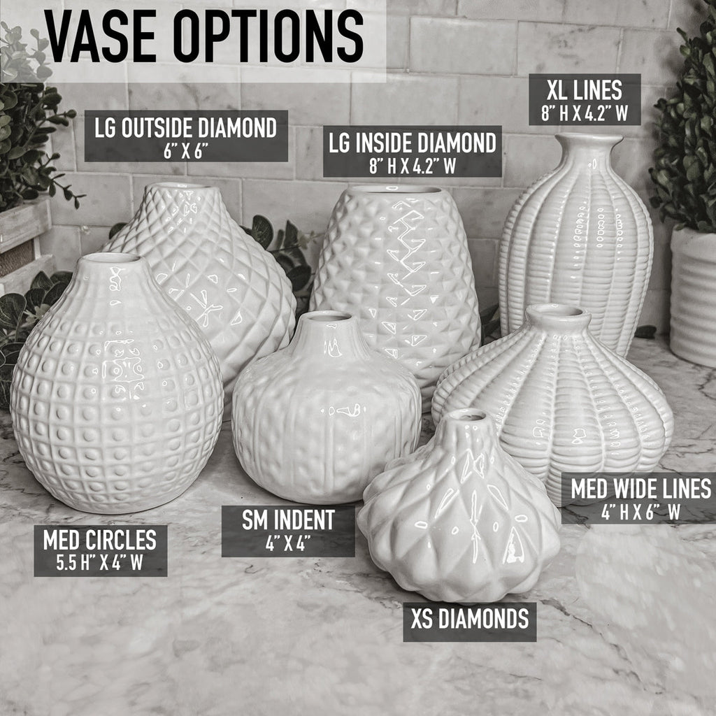 Whitney Ceramic Vases White Artisan Decorative Vase Set Or Single For Mantel
