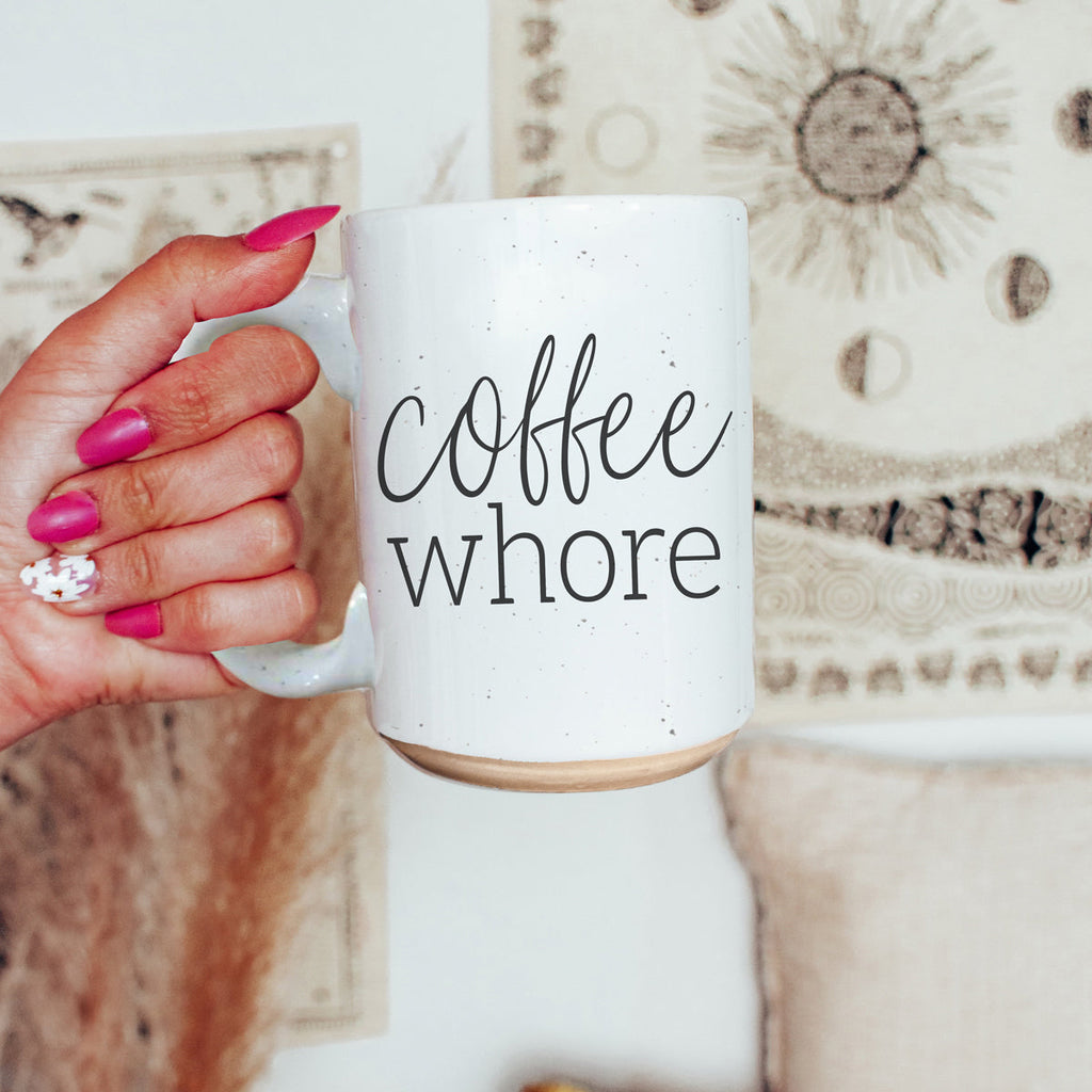 Coffee Whore 16oz Ceramic Coffee Mug - Large Funny Sass Morning Gift