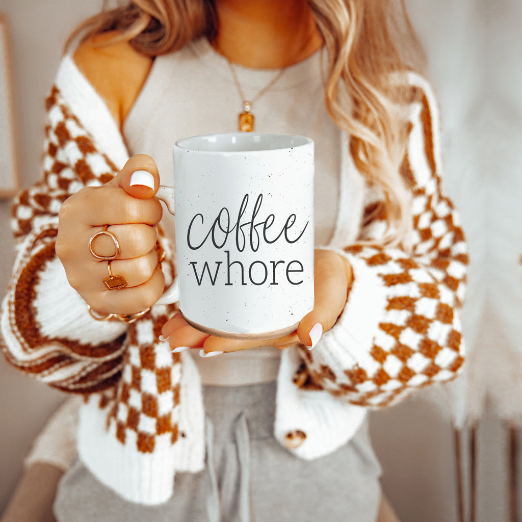 Coffee Whore 16oz Ceramic Coffee Mug - Large Funny Sass Morning Gift