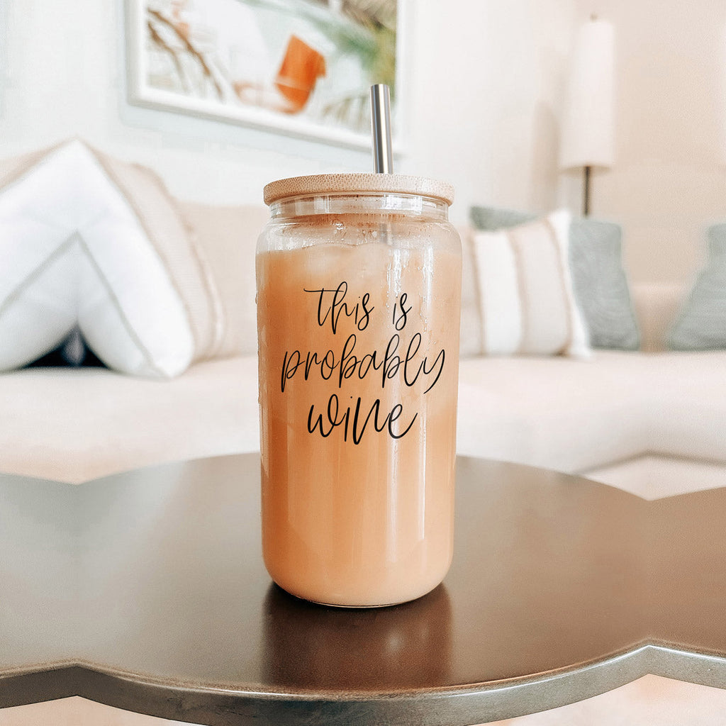 17oz Glass Tumbler With Bamboo Lid, 2 Stainless Straws and Straw Cleaner