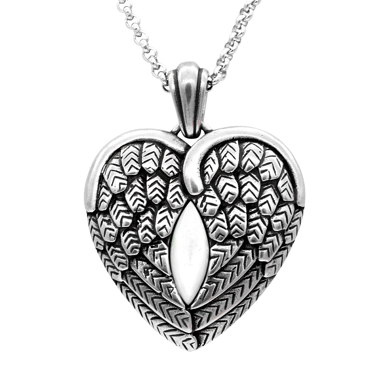 Winged Heart Mother Pearl Pendant Necklace For Women