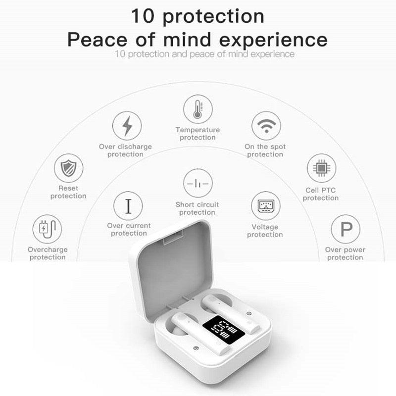 Wireless Bluetooth Earphone Air Sports Running Headphone LED Display Earbuds Noise Reduction Updated Design with Industry Leading Sound & Improved Comfort, Long Wireless Range
