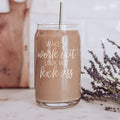 Wake Up Look Hot 17oz Glass Tumbler With Bamboo Lid - Motivational Coffee Cup