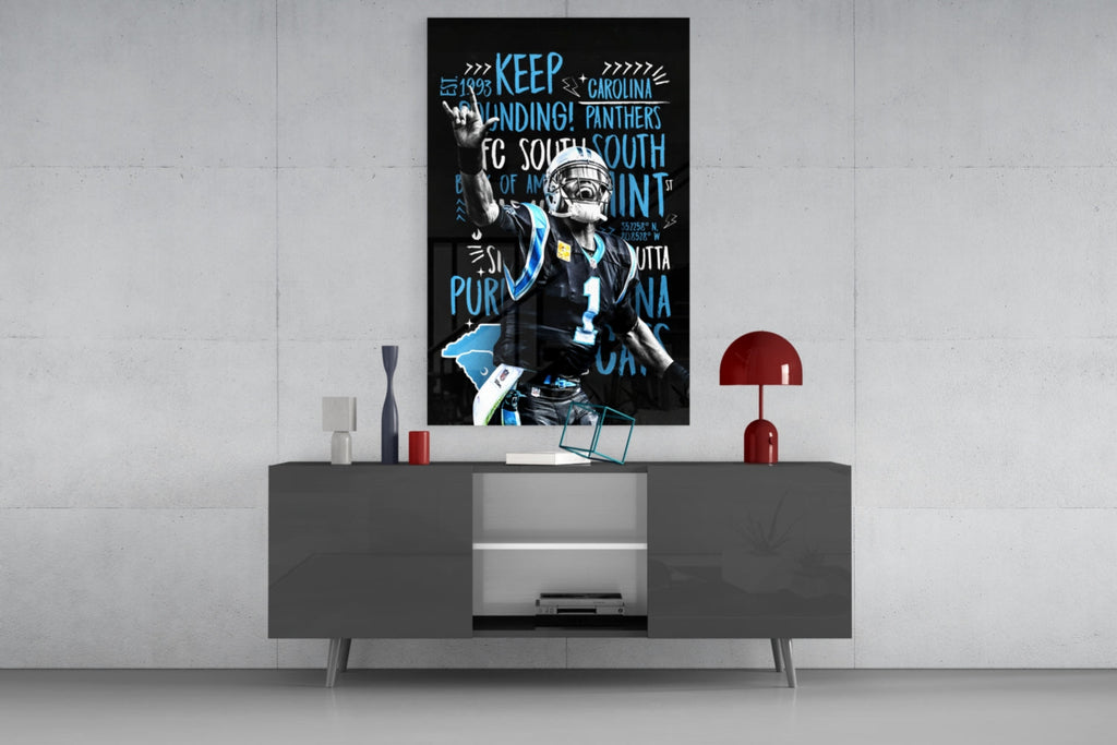 Cam Newton Glass Wall Art