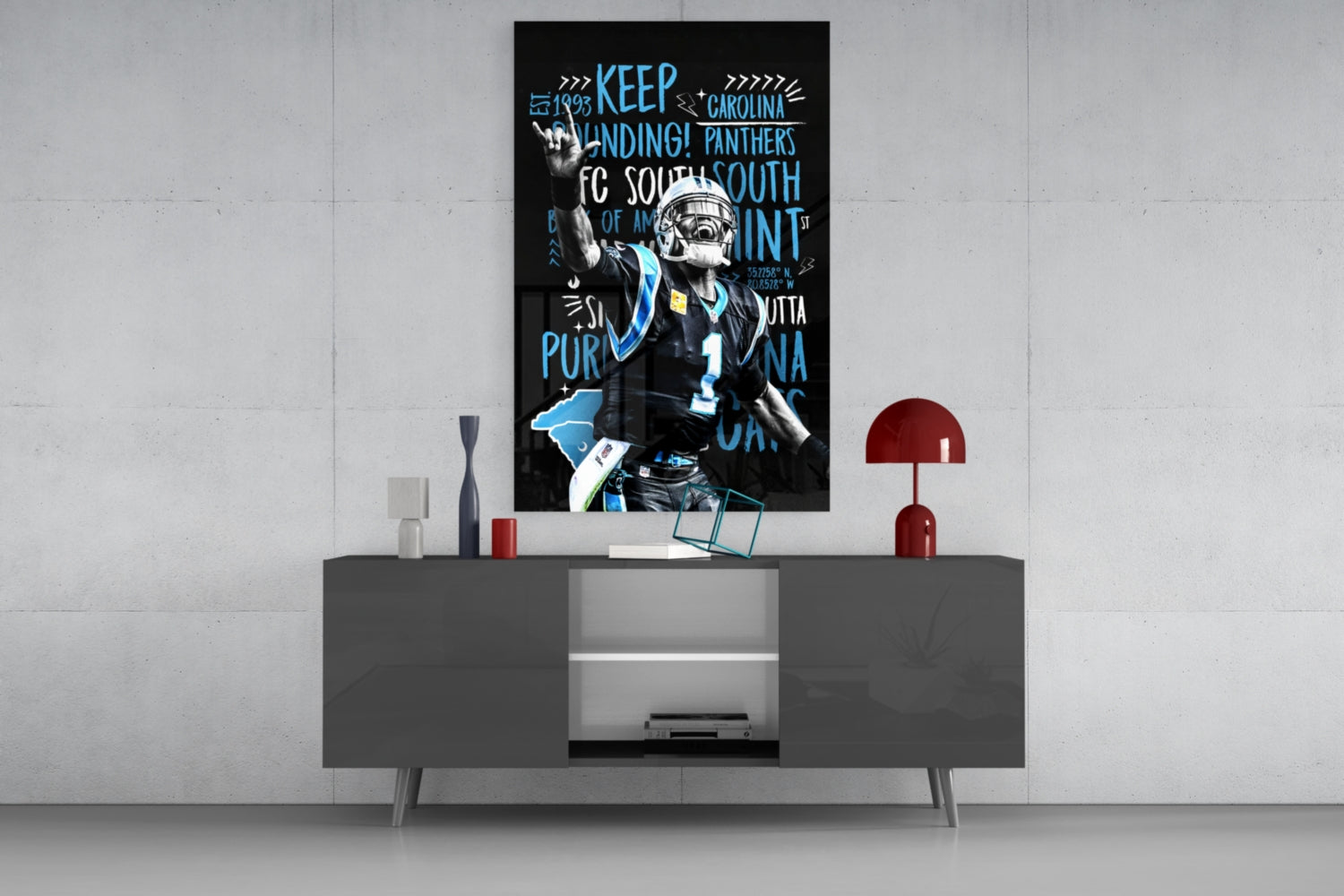 Cam Newton Glass Wall Art