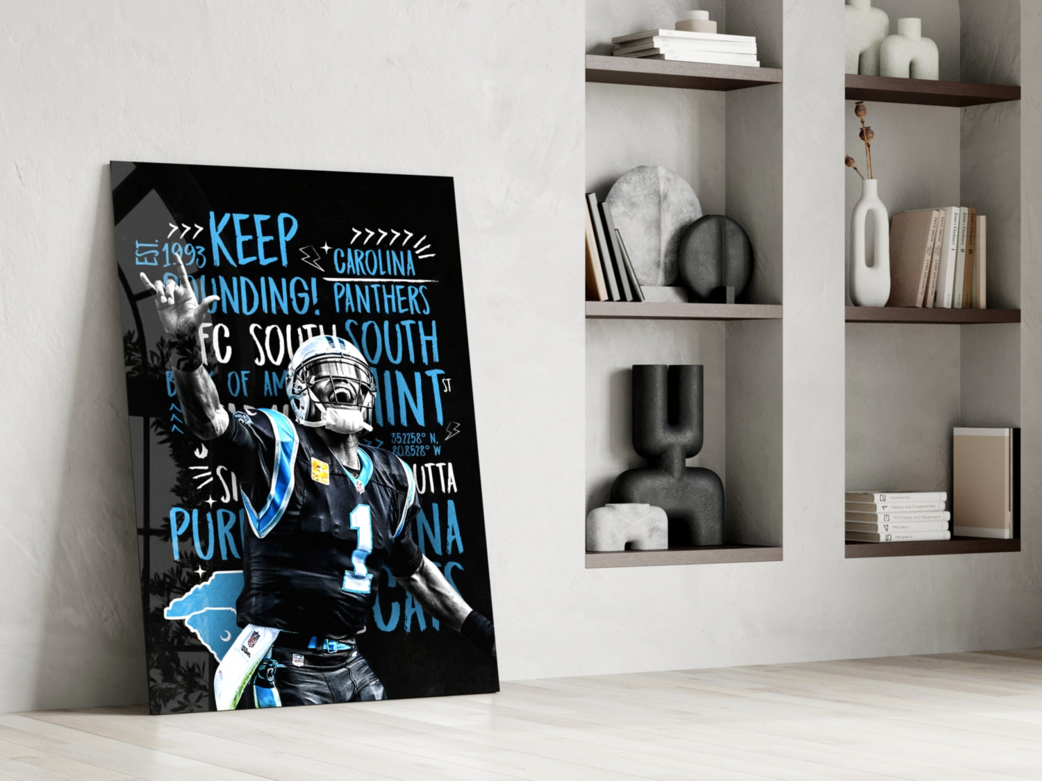 Cam Newton Glass Wall Art