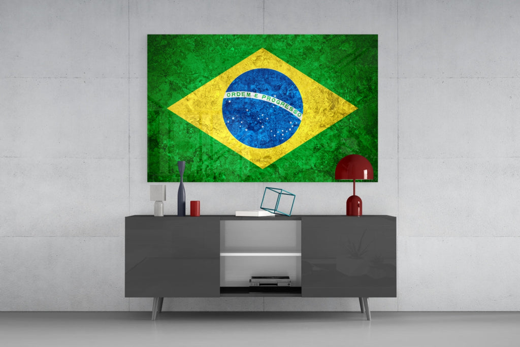 Flag of Brasil Glass Wall Art
