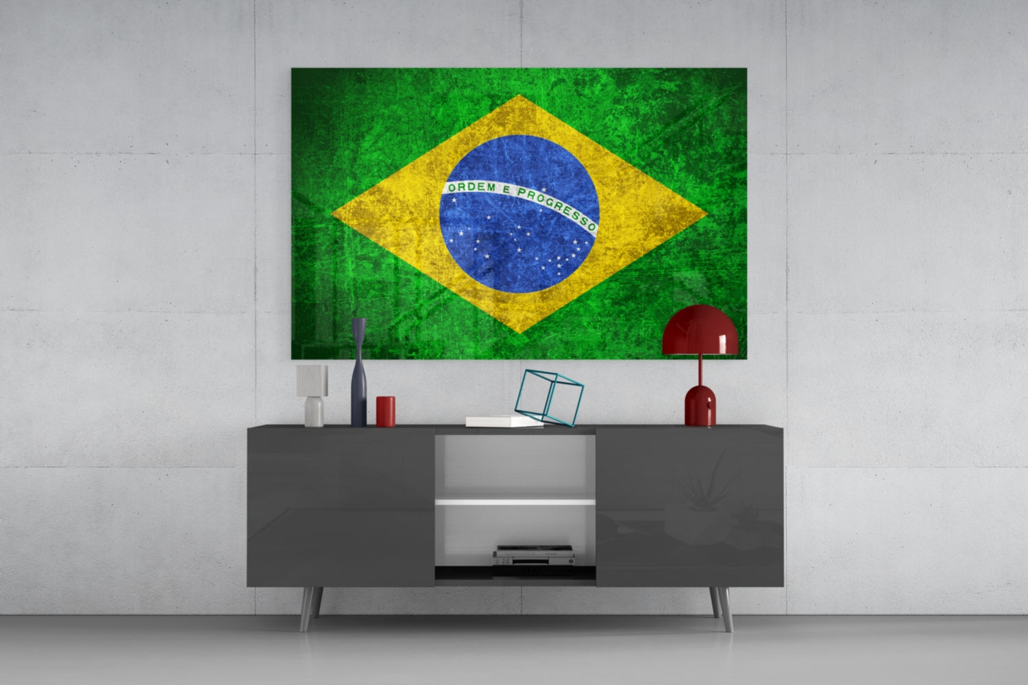 Flag of Brasil Glass Wall Art