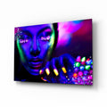 Neon Woman Glass Wall Art
