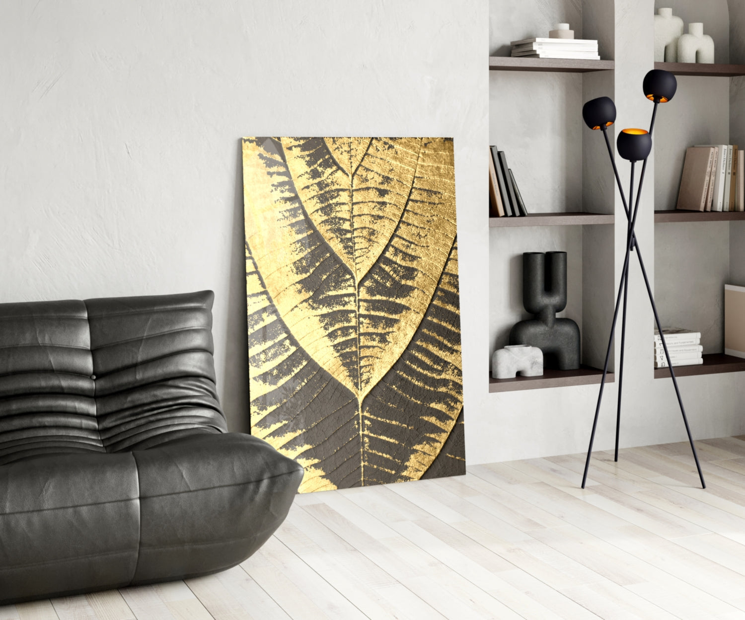 Golden Leaf Glass Wall Art